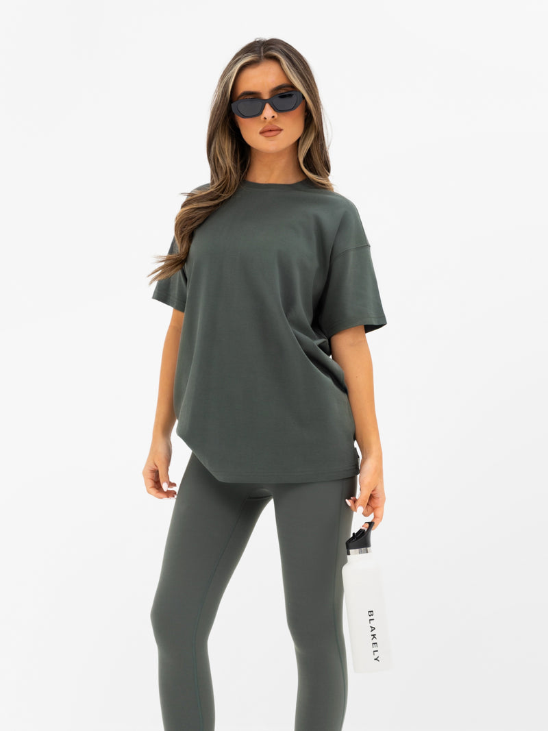 Kayla Oversized T-Shirt - Khaki Grey