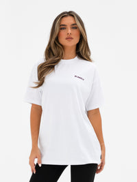 Isla Oversized T-Shirt - Weiß & Dunkelkirsche