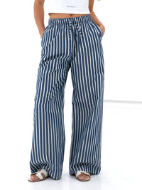 Kiara Stripe Trousers - Navy