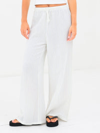 Mila Wide Leg Trousers - Wit-blauwe streep