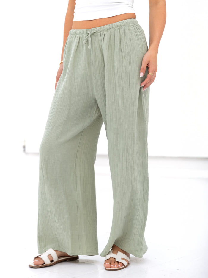 Mila Wide Leg Trousers - Grün