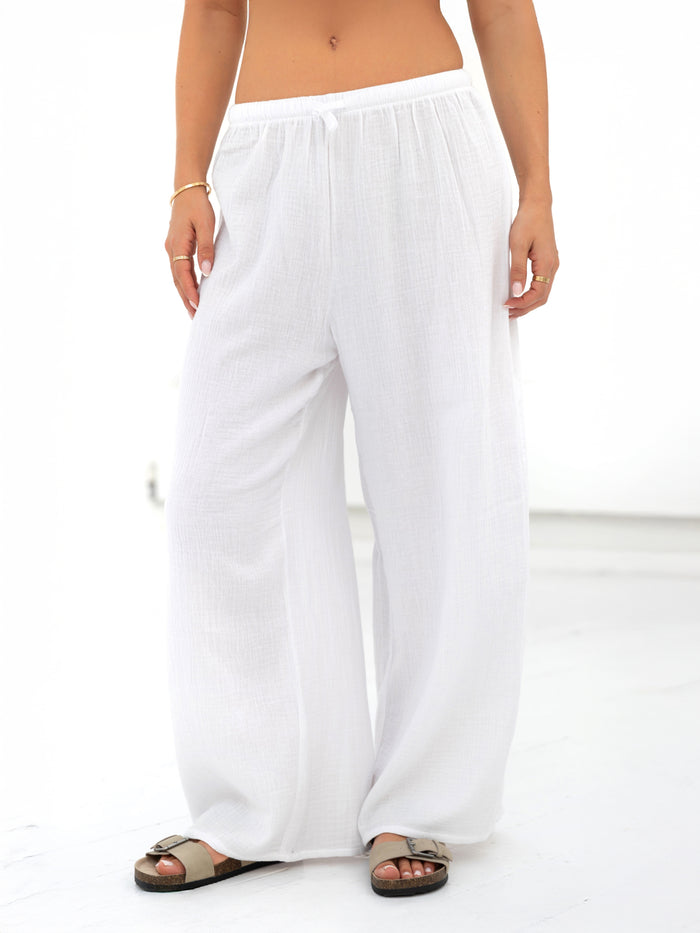 Mila Wide Leg Trousers - Weiß