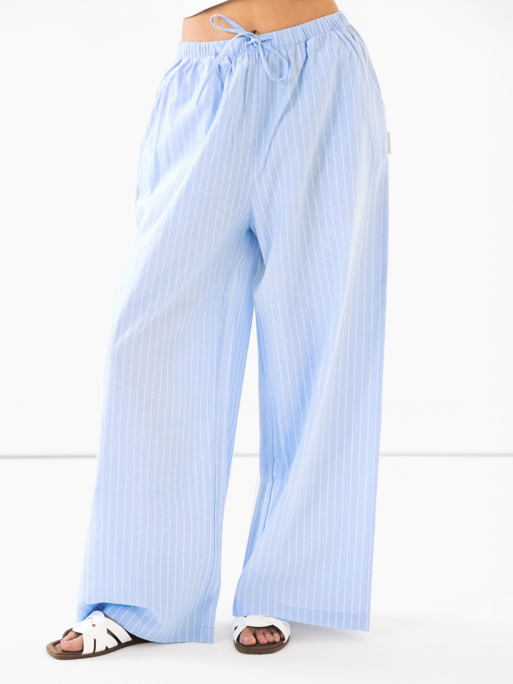 Buy Blakely Womens Blue Summer Stripe Trousers | Free delivery on