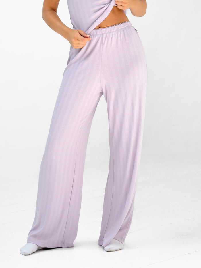 Aria Pointelle Trousers - Pastellviolett