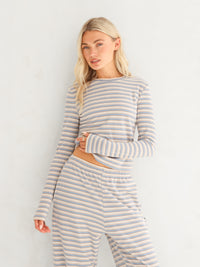 Sadie Stripe Long Sleeve Top - Rayures Bleu Layette