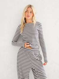 Sadie Stripe Long Sleeve Top - Anthrazitfarbener Streifen