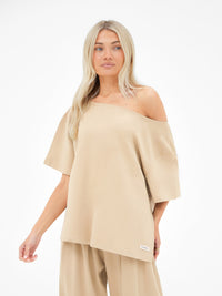 Cleo Off The Shoulder Top - Soft Tan