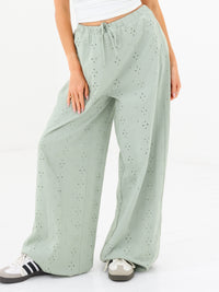 Amina Wide Leg Trousers - Sage