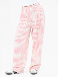Lou Stripe Trousers - Rose chaud