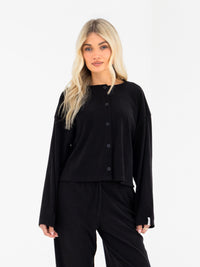 Alma Button Up Cardigan - Schwarz