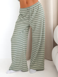 Soft Stripe Waffle Trousers - Grüner Streifen