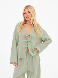 Mila Tie Up Top - Weicher Salbei