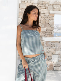 Lottie Gingham Cami Top - Hellblau