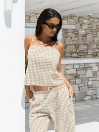 Lottie Gingham Cami Top - Bräunen