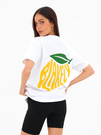 Lemon Bubble Print Oversized T-Shirt - White
