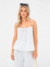 Mila Cami Top - Wit-blauwe streep