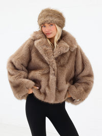 Gigi Faux Fur Collared Jacket - Marron clair