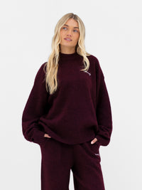 Oversized Knitted Jumper - Dunkle Kirsche