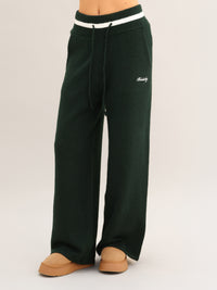 Margot Knitted Wide Leg Sweatpants - Vert émeraude