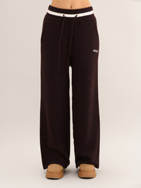 Margot Knitted Wide Leg Sweatpants - Dunkle Maulbeere