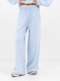 Knitted Wide Leg Sweatpants - Baby Blue