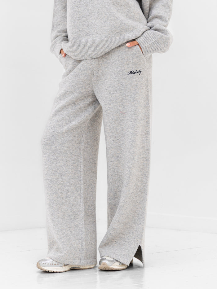 Knitted Wide Leg Sweatpants - Mergelgrau