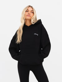 Oversized Knitted Hoodie - Schwarz