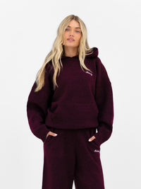 Oversized Knitted Hoodie - Dunkle Kirsche