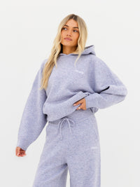 Oversized Knitted Hoodie - Lila