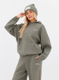Oversized Knitted Hoodie - Safari-Grün