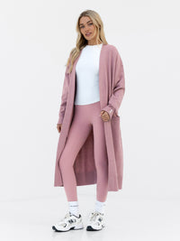 Mabel Longline Cardigan - Dusty Pink