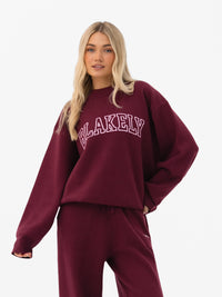 Varsity Oversized Knitted Jumper - Burgund