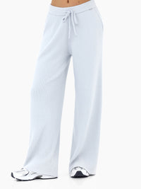 Zoey Ribbed Wide Leg Trousers - Babyblau