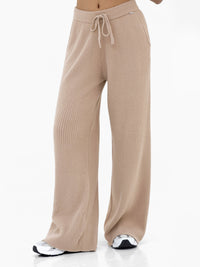 Zoey Ribbed Wide Leg Trousers - Bräunen