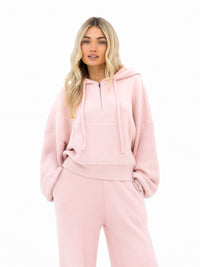 Zoey Ribbed 1/4 Zip Hoodie - Babyrosa