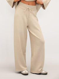 Layla Knitted Wide Leg Sweatpants - Ivoire Chaud