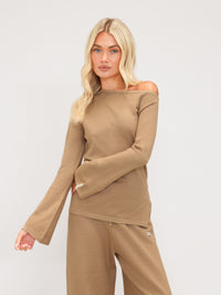 Layla Off The Shoulder Knitted Top -Caramel