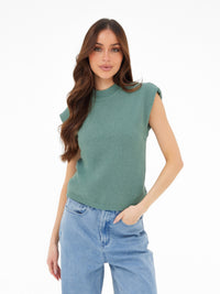 Mae Crochet Vest Top - Salbeigrün