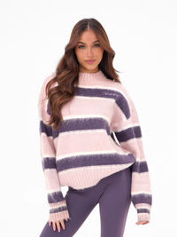 Billie Stripe Knitted Jumper - Rich Plum