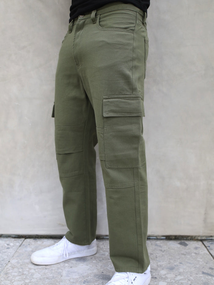 Relaxed Cargo Trousers - Khaki Green