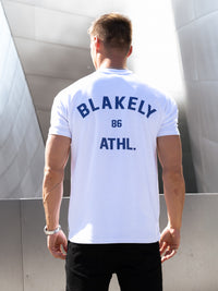 Niko Relaxed T-Shirt - White & Cobalt Blue