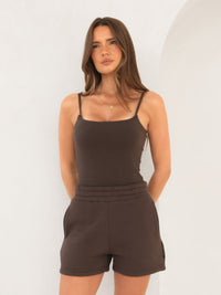 Blakely Basic Built-In-Bra Bodysuit - Cocoa Brown