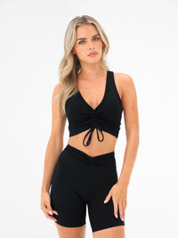 Ultimate Ruched Sports Bra - Schwarz