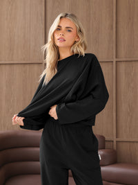 Ayla Batwing Cotton Top - Noire