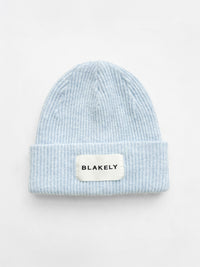 Label Knitted Beanie - Bleu bébé