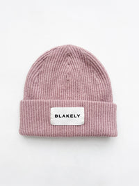 Label Knitted Beanie - Dusty Pink