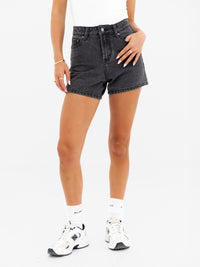 Blakely High Rise Denim Shorts - Washed Black