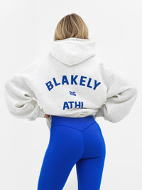 Hallie Oversized Hoodie - Marl White & Cobalt Blue