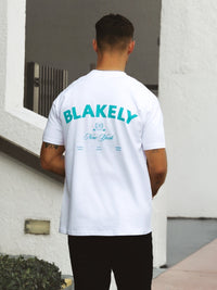 Crest Relaxed T-Shirt - White & Aqua