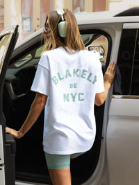 NYC Oversized T-Shirt - White & Sage Green